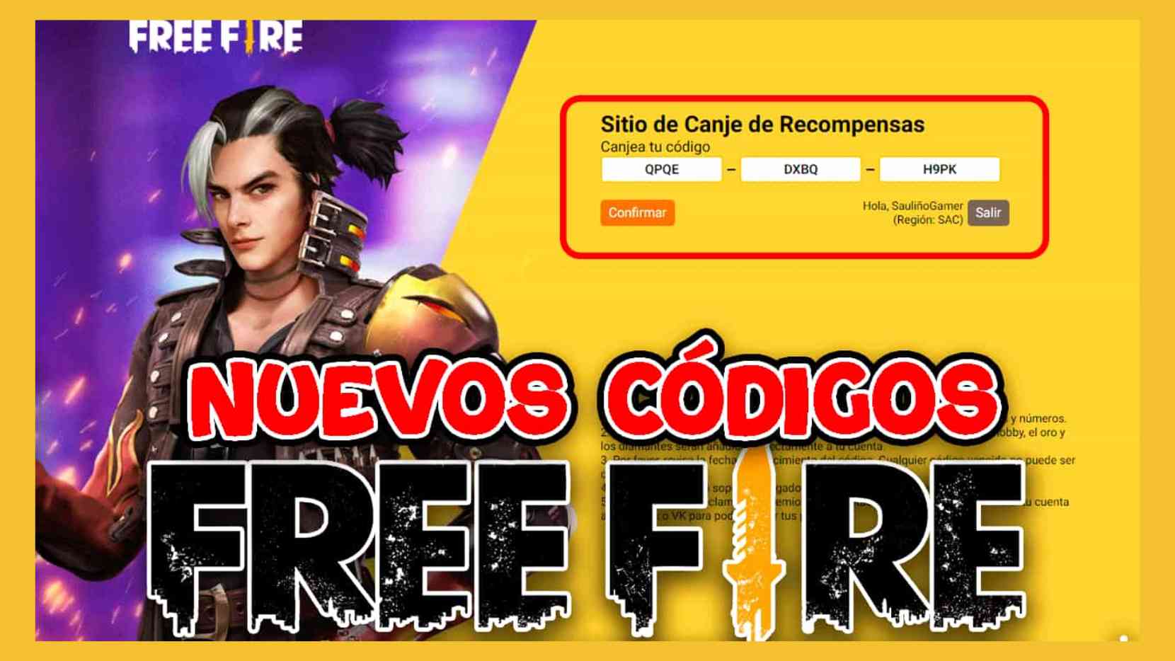codigos free fire canjear